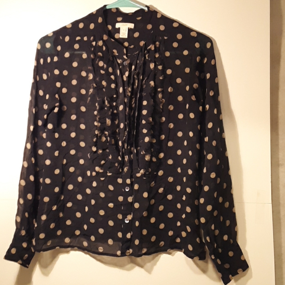 J. Crew sheer polka dot blouse